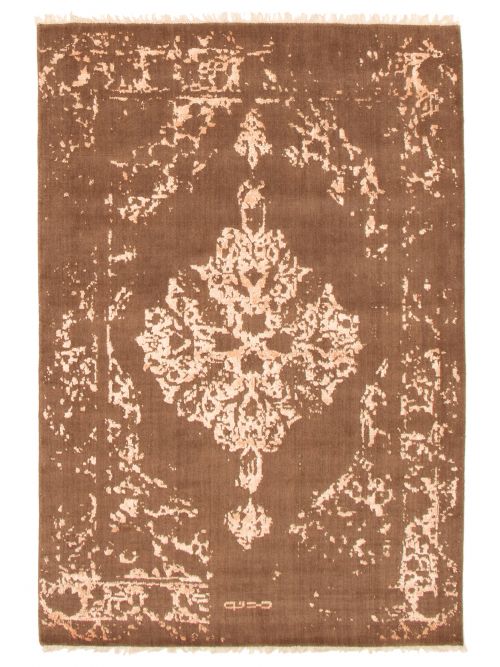 Indian La Seda 5'1" x 7'4" Hand-knotted Silk & Wool Rug 