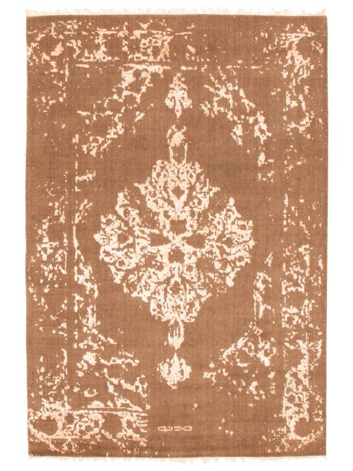 Tapis la seda 5'1" x 7'7" en laine & soie artificielle