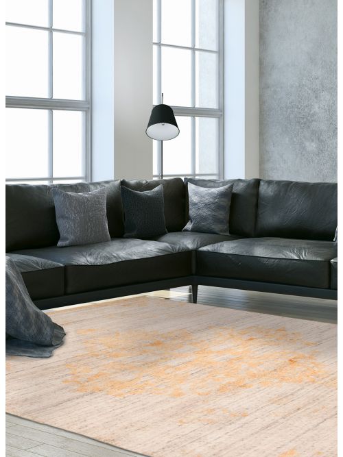 Indian La Seda 4'6" x 6'4" Hand-knotted Silk & Wool Rug 