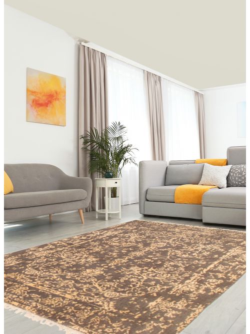 Tapis la seda 4'5" x 6'7" en laine & soie artificielle