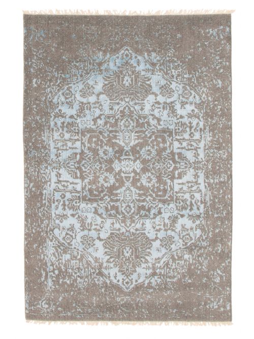 Tapis la seda 5'1" x 7'6" en laine & soie artificielle