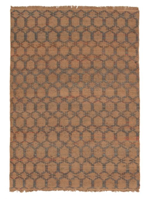 Indian Palas Denizli 5'3" x 7'9" Flat-Weave Jute Kilim 
