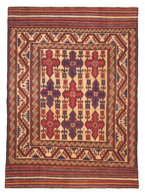 Afghan Shiravan Soumak 6'7" x 8'10" Flat-Weave Wool Tapestry Kilim 