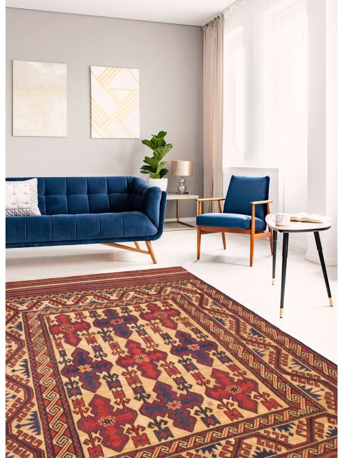 Afghan Shiravan Soumak 6'7" x 8'10" Flat-Weave Wool Tapestry Kilim 