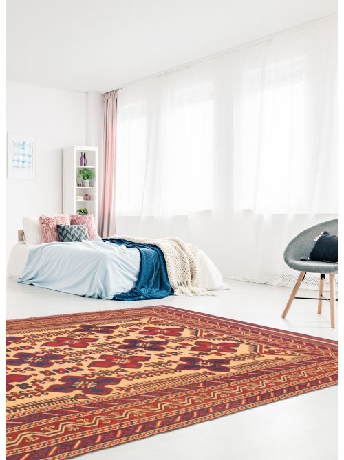 Afghan Shiravan Soumak 6'0" x 9'1" Flat-Weave Wool Tapestry Kilim 