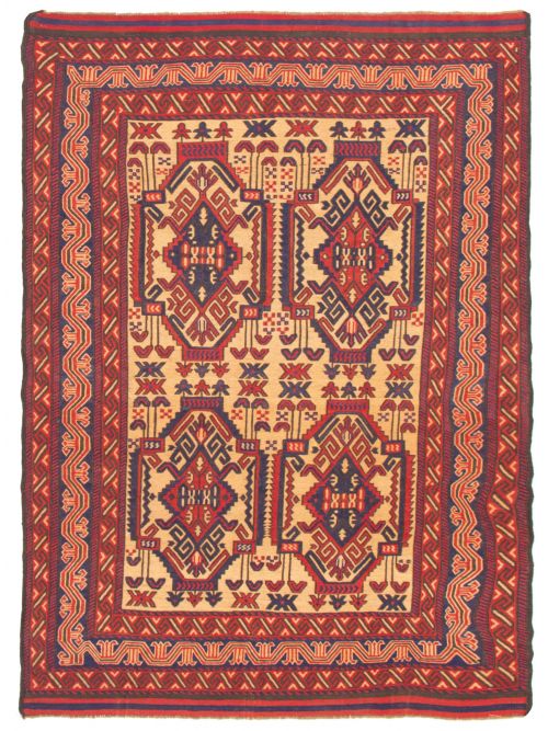Afghan Shiravan Soumak 6'8" x 9'5" Flat-Weave Wool Tapestry Kilim 
