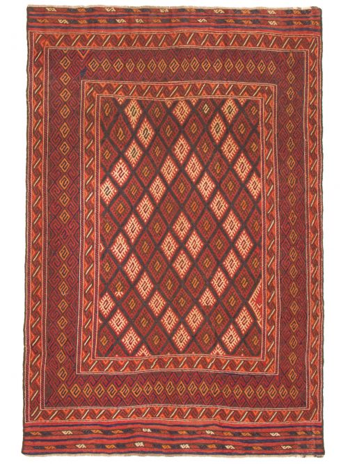 Afghan Shiravan Soumak 6'2" x 8'10" Flat-Weave Wool Tapestry Kilim 
