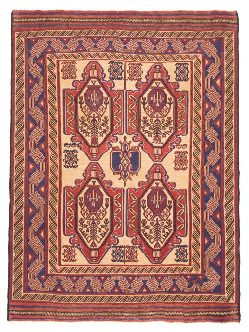 Afghan Shiravan Soumak 6'9" x 9'2" Flat-Weave Wool Tapestry Kilim 
