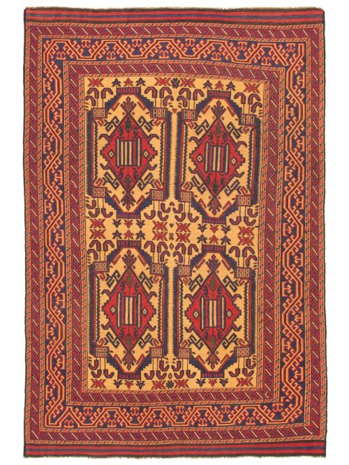 Afghan Shiravan Soumak 6'8" x 10'0" Flat-Weave Wool Tapestry Kilim 
