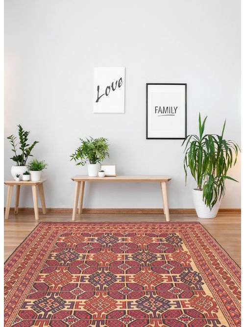 Afghan Shiravan Soumak 6'9" x 9'7" Flat-Weave Wool Tapestry Kilim 