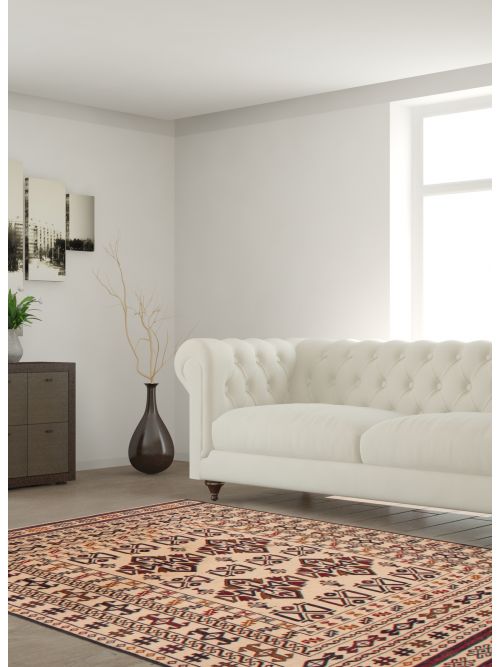 Afghan Shiravan SMK 4'3" x 6'2" Flat-Weave Wool Tapestry Kilim 