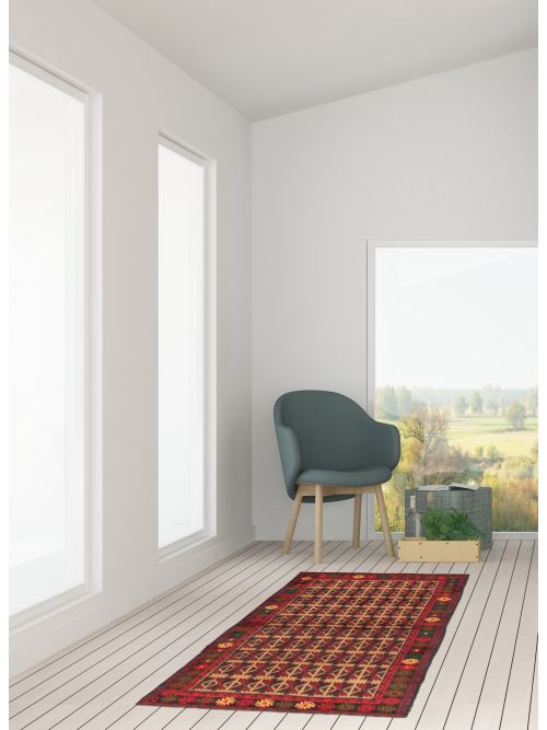 Afghan Teimani 2'10" x 4'5" Hand-knotted Wool Rug 