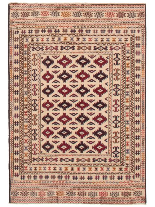 Afghan Shiravan SMK 4'3" x 6'3" Flat-Weave Wool Tapestry Kilim 