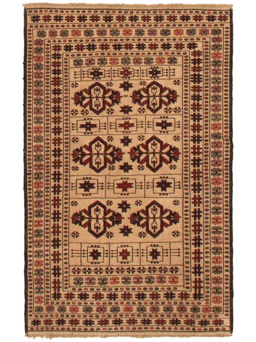 Afghan Shiravan SMK 3'11" x 6'3" Flat-Weave Wool Tapestry Kilim 
