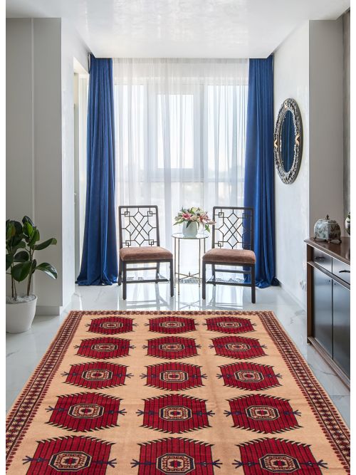 Afghan Rizbaft 6'7" x 9'10" Hand-knotted Wool Rug 