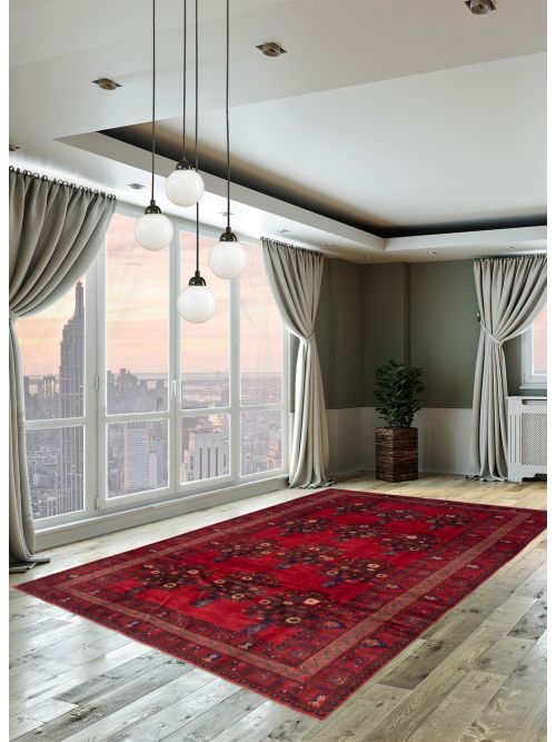 Afghan Rizbaft 6'8" x 9'11" Hand-knotted Wool Rug 