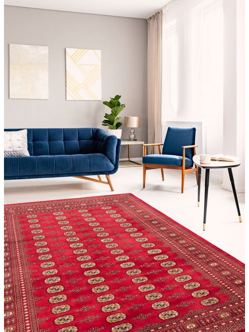 Pakistani Finest Peshawar Bokhara 6'6" x 10'10" Hand-knotted Wool Rug 