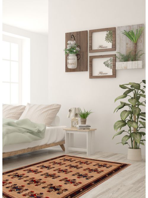Afghan Rizbaft 3'1" x 4'6" Hand-knotted Wool Rug 