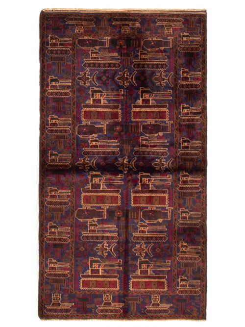 Afghan Rare War 3'7" x 6'5" Hand-knotted Wool Rug 