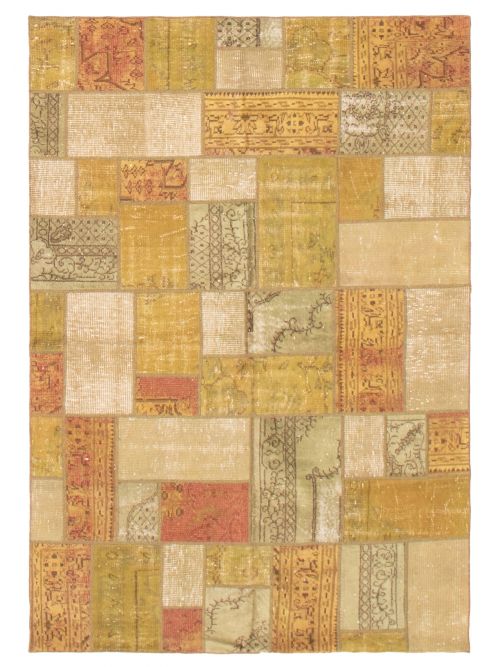 Turkish Vintage Anatolia Patch 5'7" x 8'2" Hand-knotted Wool Rug 