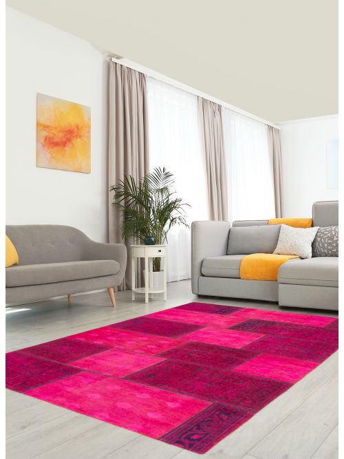 Turkish Color Transition Patchwork 5'2" x 8'2" Hand-knotted Wool Rug 