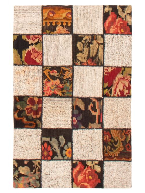Turkish Moldovia Patch 3'2" x 4'7" Flat-Weave Wool Tapestry Kilim 