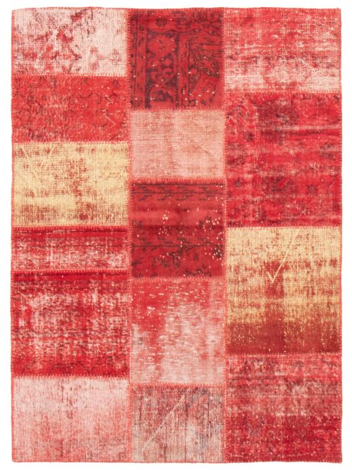 Turkish Color Transition Patchwork 4'7" x 6'3" Hand-knotted Wool Rug 