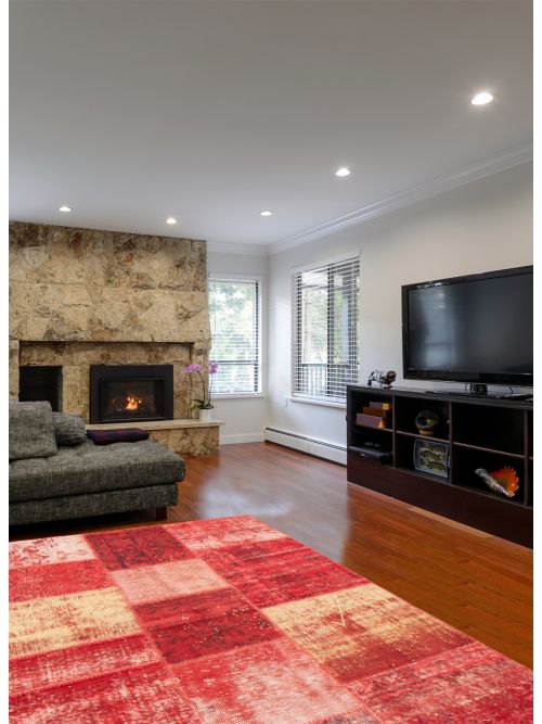 Turkish Color Transition Patchwork 4'7" x 6'3" Hand-knotted Wool Rug 