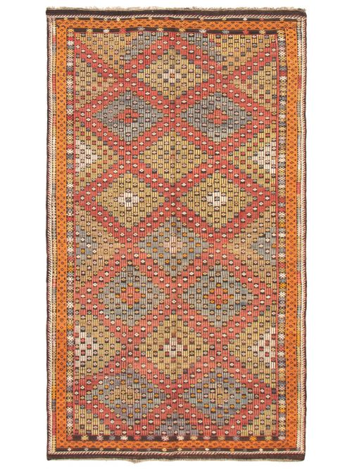 Turkish Konya 5'11" x 11'0" Flat-Weave Wool Tapestry Kilim 
