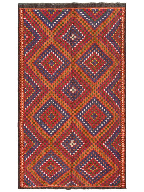 Turkish Konya 6'3" x 11'2" Flat-Weave Wool Tapestry Kilim 