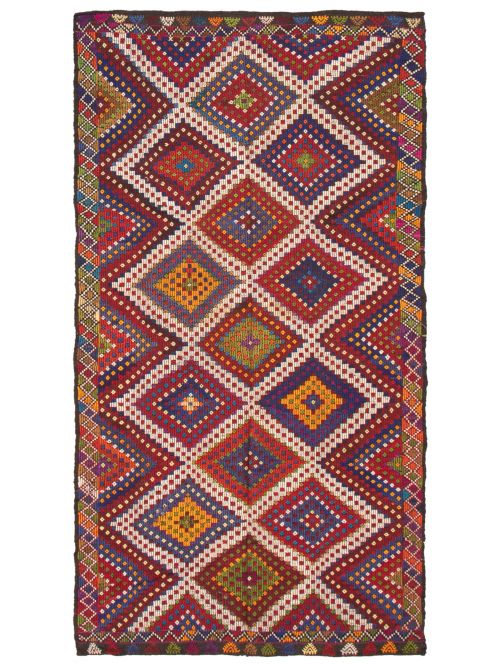 Turkish Konya 5'7" x 11'1" Flat-Weave Wool Tapestry Kilim 
