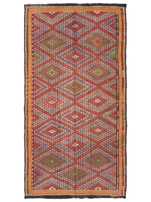 Turkish Konya 6'0" x 11'5" Flat-Weave Wool Tapestry Kilim 