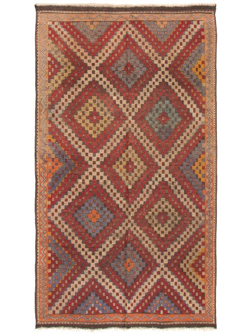 Turkish Konya 6'3" x 11'2" Flat-Weave Wool Tapestry Kilim 