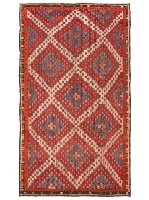 Turkish Konya 6'5" x 11'2" Flat-Weave Wool Tapestry Kilim 