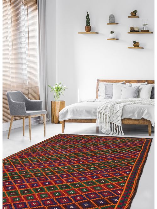 Turkish Konya 5'9" x 11'11" Flat-Weave Wool Tapestry Kilim 
