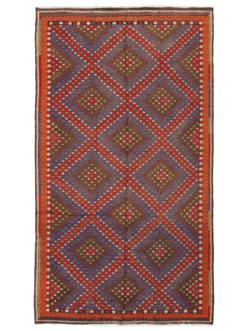 Turkish Konya 6'3" x 11'1" Flat-Weave Wool Tapestry Kilim 