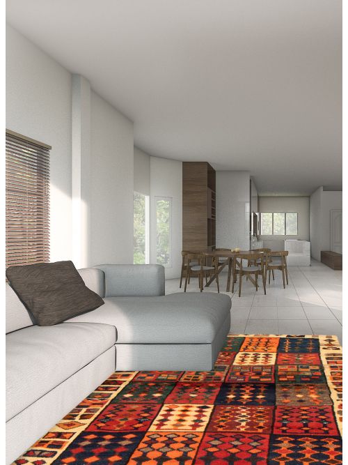 Tapis style persan kaskhuli gabbeh 4'6" x 6'5" en laine