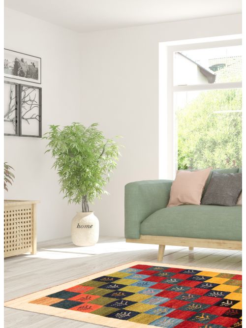 Tapis style persan kaskhuli gabbeh 3'4" x 4'6" en laine