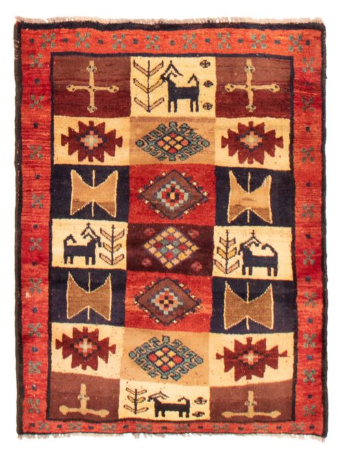 Persian Style Kashkuli Gabbeh 3'7" x 4'7" Hand-knotted Wool Rug 