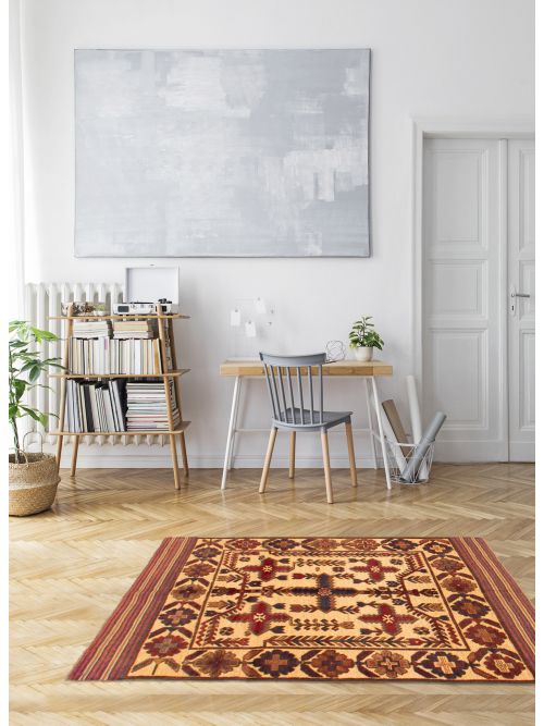 Afghan Tajik Caucasian 4'1" x 6'0" Hand-knotted Wool Rug 