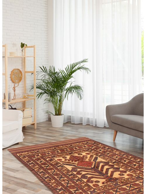 Afghan Tajik Caucasian 3'8" x 6'2" Hand-knotted Wool Rug 