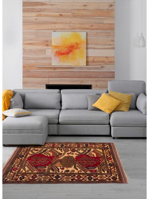 Afghan Tajik Caucasian 3'1" x 4'6" Hand-knotted Wool Rug 