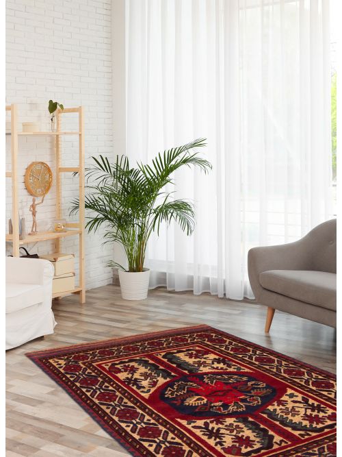 Afghan Tajik Caucasian 3'1" x 4'9" Hand-knotted Wool Rug 