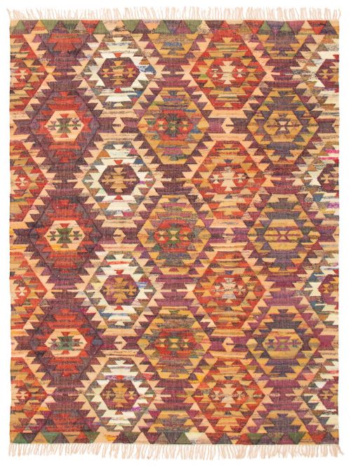 Indian Color Play 9'0" x 12'0" Flat-Weave Cotton Kilim 