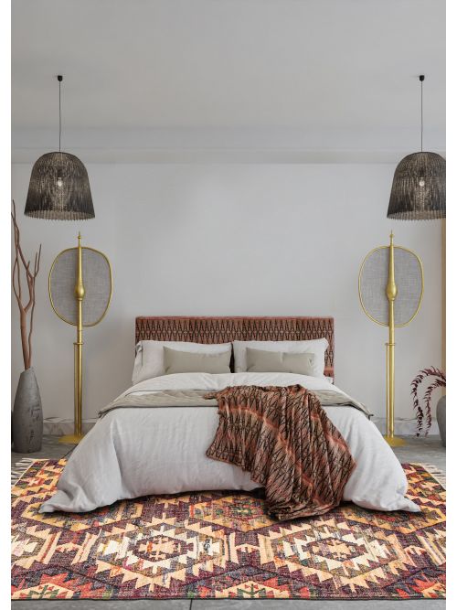 Indian Color Play 5'0" x 8'0" Flat-Weave Cotton Kilim 