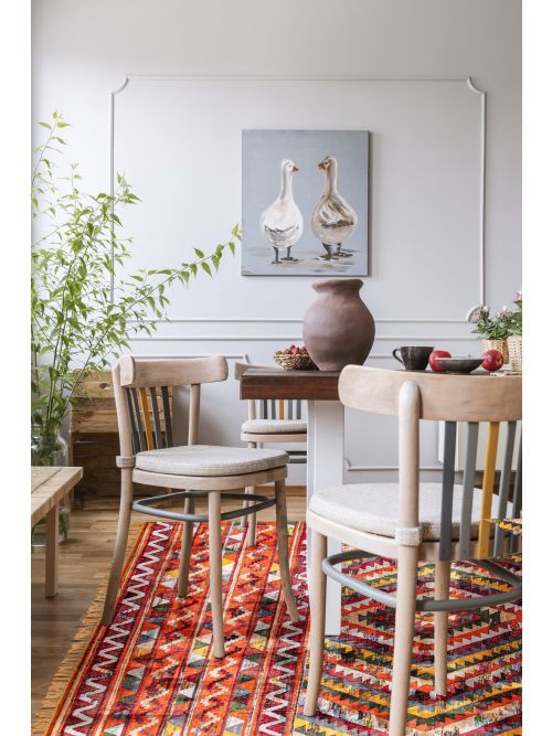 Indian Color Play 8'0" x 10'0" Flat-Weave Cotton Kilim 