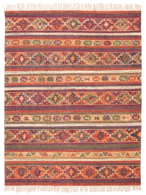 Indian Color Play 9'0" x 12'0" Flat-Weave Cotton Kilim 