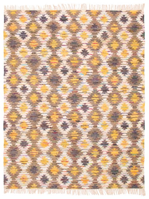 Indian Color Play 9'0" x 12'0" Flat-Weave Cotton Kilim 
