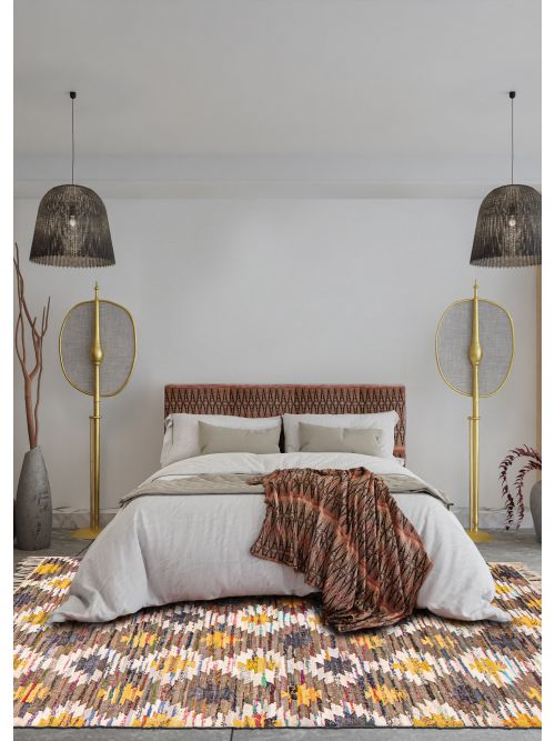 Indian Color Play 5'0" x 8'0" Flat-Weave Cotton Kilim 