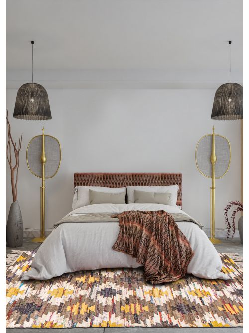 Indian Color Play 4'0" x 6'0" Flat-Weave Cotton Kilim 